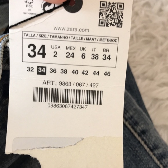 NWT Zara Straight Leg Jean - Picture 11 of 15